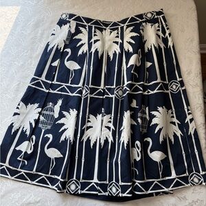 Talbots Navy and White Tropical Pleated Skirt Sz 8